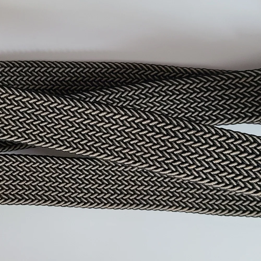 DOCKERS 2XL Belt black braided brown silver buckle‎ LIKE NEW